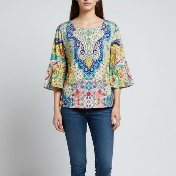 Etro Paisley Multicolor Silk Blouse Size 42/Medium NWOT - Picture 2 of 7